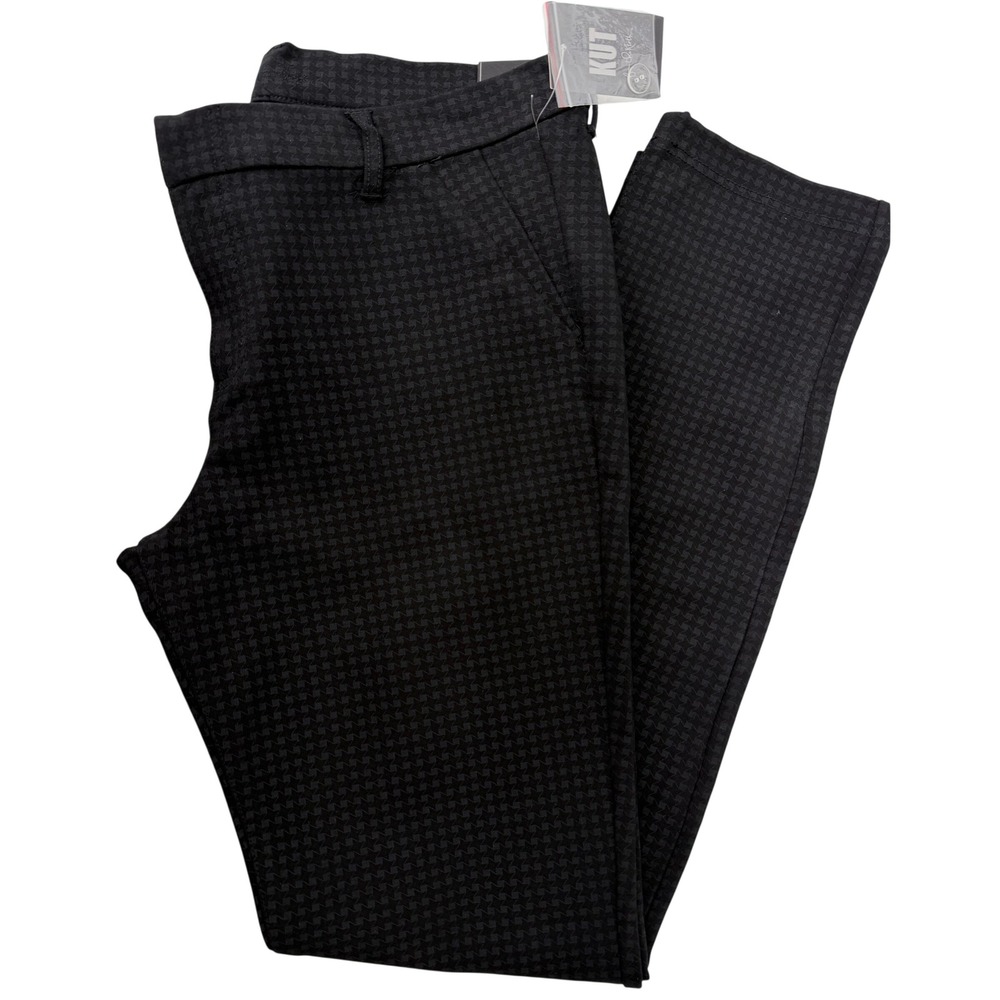 Kut from the Kloth Womens Skinny Houndstooth Pants Black Grey SP048MB4 Size 12